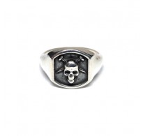 R002437 Genuine Sterling Silver Men Signet Ring Skull Solid Stamped 925 Handmade